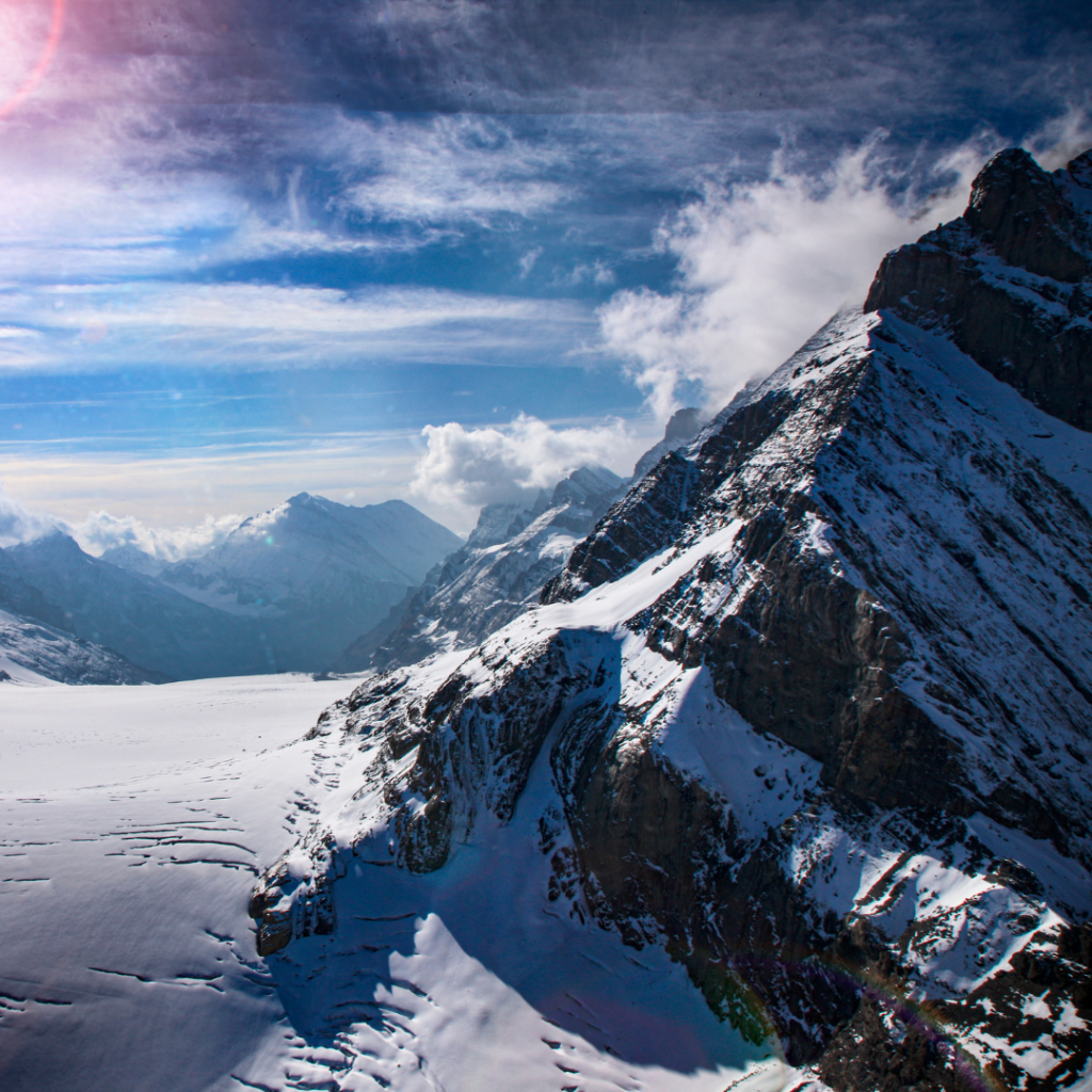 Swiss mountains peaks: Eiger, Mönch, and Jungfrau